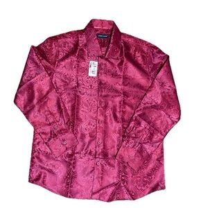 Barry Wang Men’s Pink Paisley Button Down Shirt Size XL